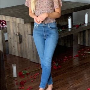 Abercrombie & Fitch Pink Floral Smocked Blouse